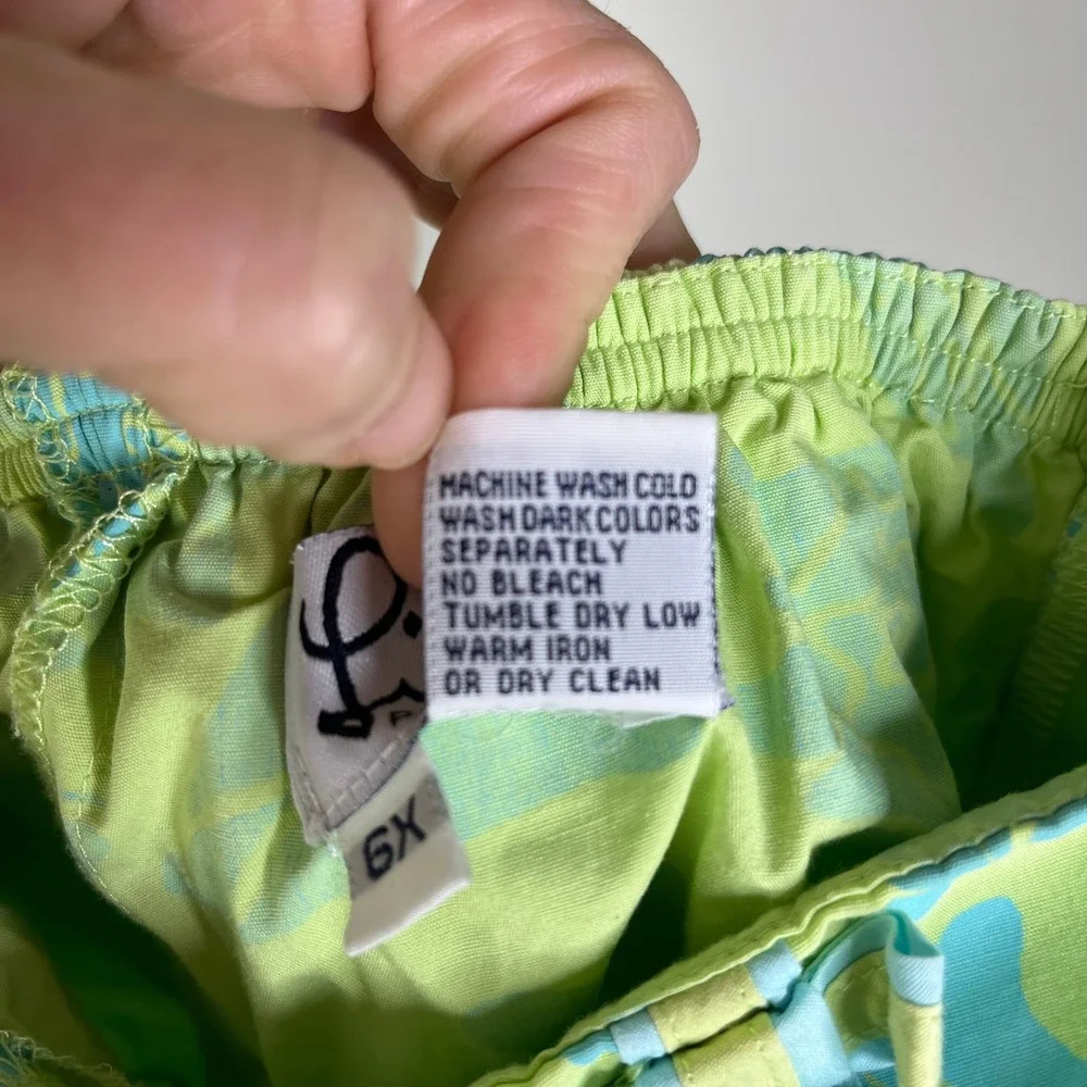Lilly Pulitzer Skort Girls 6X Green Blue Seashell Print Preppy Summer Beach Bow